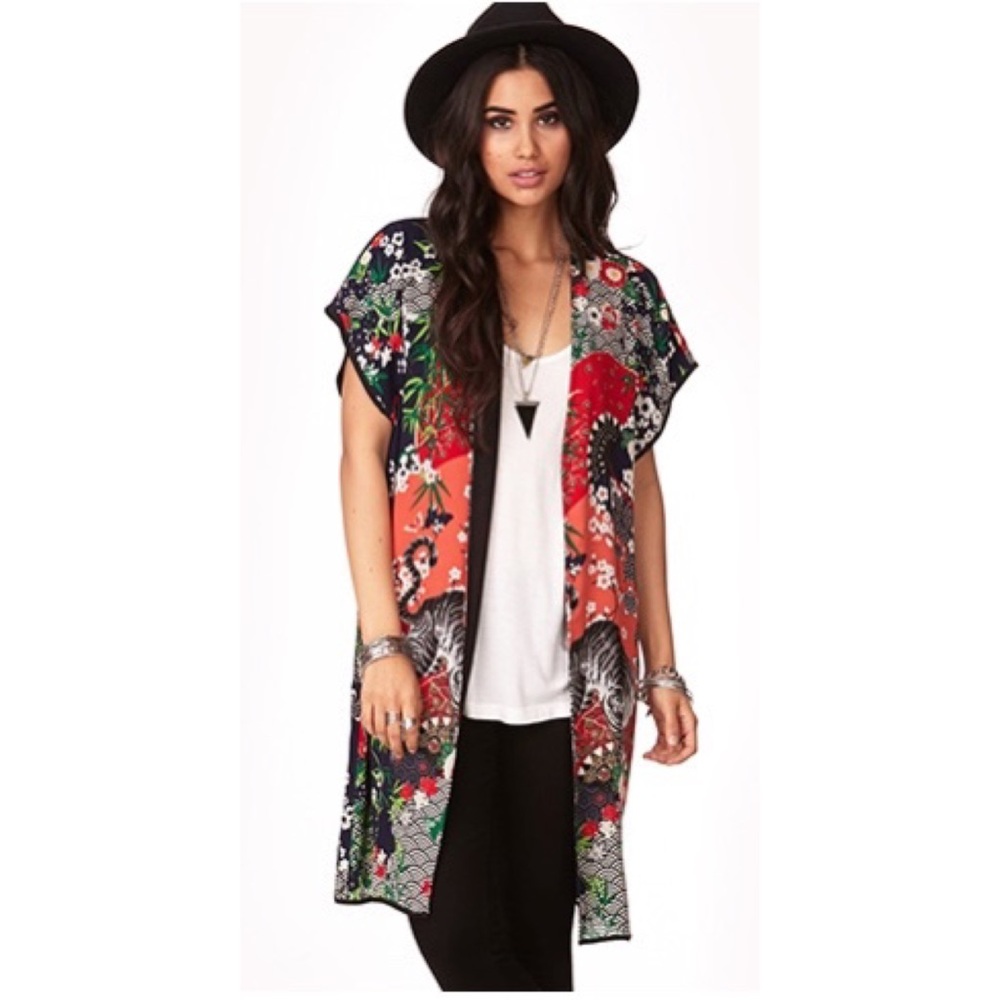 Japanese tiger floral kimono